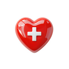 Obraz premium Red Heart with White Cross Symbol Representing Health Care and Support