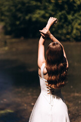 young woman in white dress