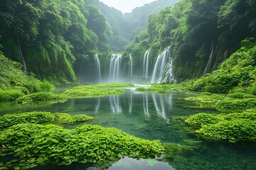 Mesmerizing Waterfall Cascading Into Serene Forest Pool