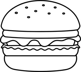 Classic Burger Outline Design – Aesthetic Vector for Fast Food Branding