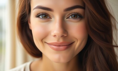 Smiling young woman with brown hair