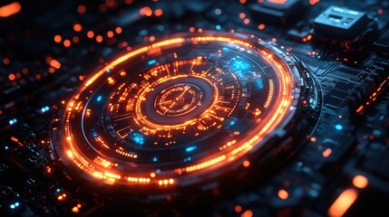 A digital illustration of a secure lock icon at the center of a green-lit microchip surrounded by circuit patterns.