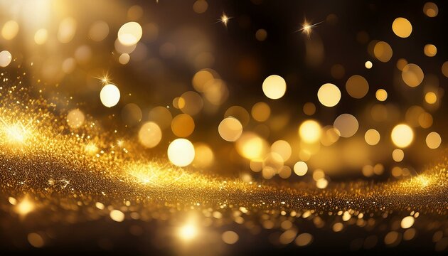 bokeh dore avec des eclats lumineux et des reflets scintillants creant une ambiance chaleureuse et feerique de fin d annee noel nouvel an reveillons anniversaire noir et dore