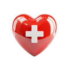 Red Heart with Medical Cross Symbol in Stylish Design for Health