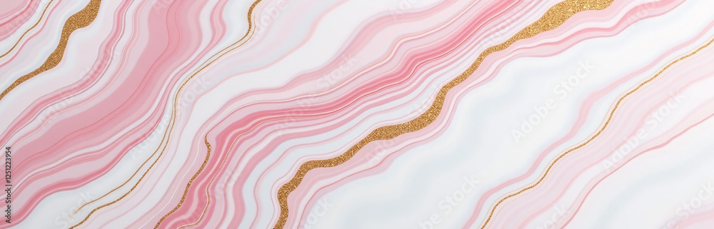 Poster A Marble Texture Background With Pink, White, And Gold Veins Is Generated Using Artificial Intelligence Algorithms. 00001