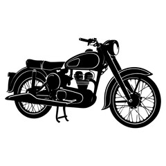Obraz premium Bold Classic Motorcycle Silhouette in Bold Outline on White Background.a modern motorcycle silhouette illustration art.