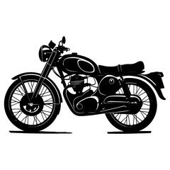 Fototapeta premium Bold Classic Motorcycle Silhouette in Bold Outline on White Background.a modern motorcycle silhouette illustration art.