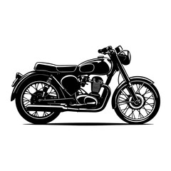 Fototapeta premium Bold Classic Motorcycle Silhouette in Bold Outline on White Background.a modern motorcycle silhouette illustration art.
