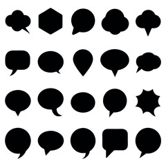 Set of Black and White Speech Bubbles icon design