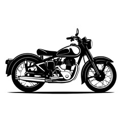 Obraz premium Bold Classic Motorcycle Silhouette in Bold Outline on White Background.a modern motorcycle silhouette illustration art.