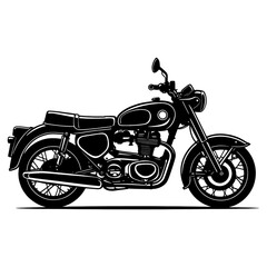 Obraz premium Bold Classic Motorcycle Silhouette in Bold Outline on White Background.a modern motorcycle silhouette illustration art.