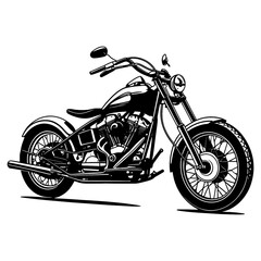 Fototapeta premium Bold Classic Motorcycle Silhouette in Bold Outline on White Background.a modern motorcycle silhouette illustration art.