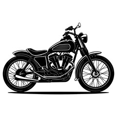 Fototapeta premium Bold Classic Motorcycle Silhouette in Bold Outline on White Background.a modern motorcycle silhouette illustration art.