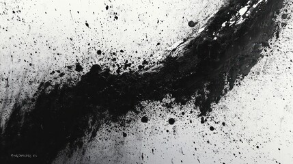 Fototapeta premium Dynamic Black and White Abstract Composition with Grunge Texture and Splatters