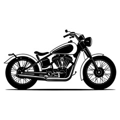 Obraz premium Bold Classic Motorcycle Silhouette in Bold Outline on White Background.a modern motorcycle silhouette illustration art.