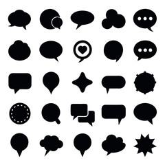 Set of Black and White Speech Bubbles icon design