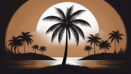 Obraz premium coconut tree silhouette illustration
