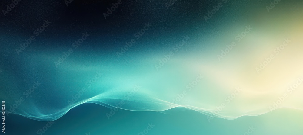 Wall mural turquoise green gradient background with soft diffused light leak and grainy texture for graphic des