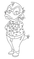 Duck outline for color vector illustration