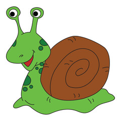 Green snail isolated on white background