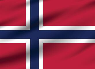 Flag of Norway. Norway flag official colors and proportion digital vector illustration. Pleated flag.