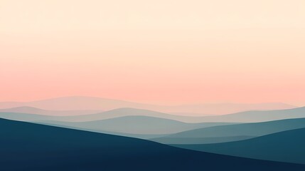 Fototapeta premium Serene Pastel Mountainscape Under a Soft Pink Sky