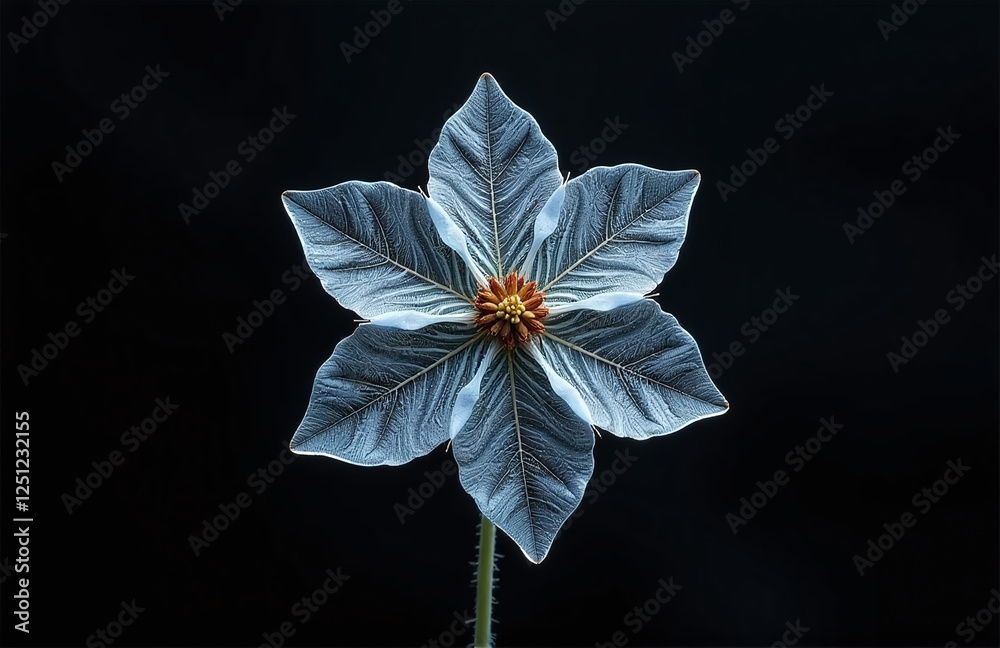 Poster a simple yet striking image of an icy flower set against a black background serves as an abstract sn