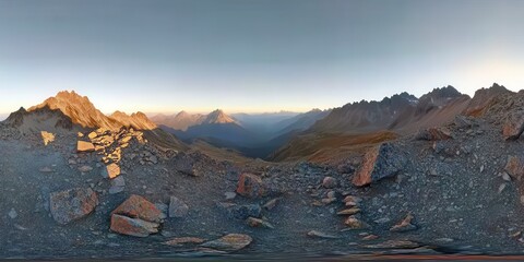 Obraz premium Majestic Mountain Range Sunrise Panorama