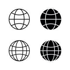 globe icon set color editable on white background
