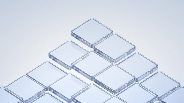 White abstract background. Neutral simple geometric texture. Bright animated pattern for clean corporate concept. 3d render shiny glass surface with copy space. Seamless loop.
