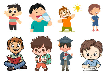 set of funny cartoon people