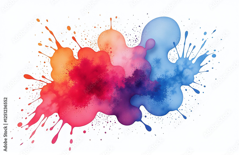 Poster A Vibrant Splash Of Color In A Watercolor Style, Created By Ai Technology To Be A Unique And Isolated Design Element. 00001