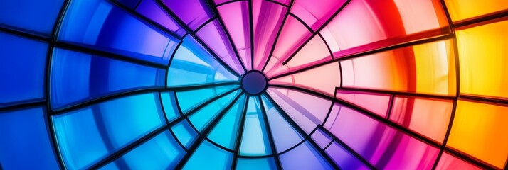 Colorful Glass Dome Interior Abstract - Abstract image symbolizing energy, innovation, creativity, vibrancy, and optimism.  A colorful, radiating design.