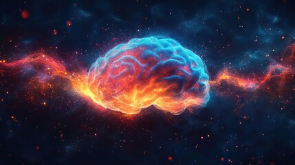 Obraz premium Fiery brain nebula cosmic energy mind power