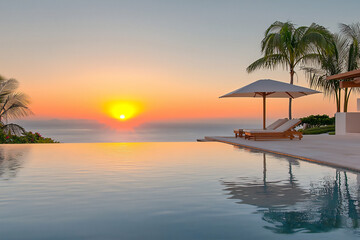 P Serene image of a sunrise or sunset over a