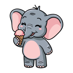 Cute baby carton elehant vector