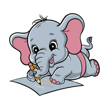 Cute baby carton elehant vector