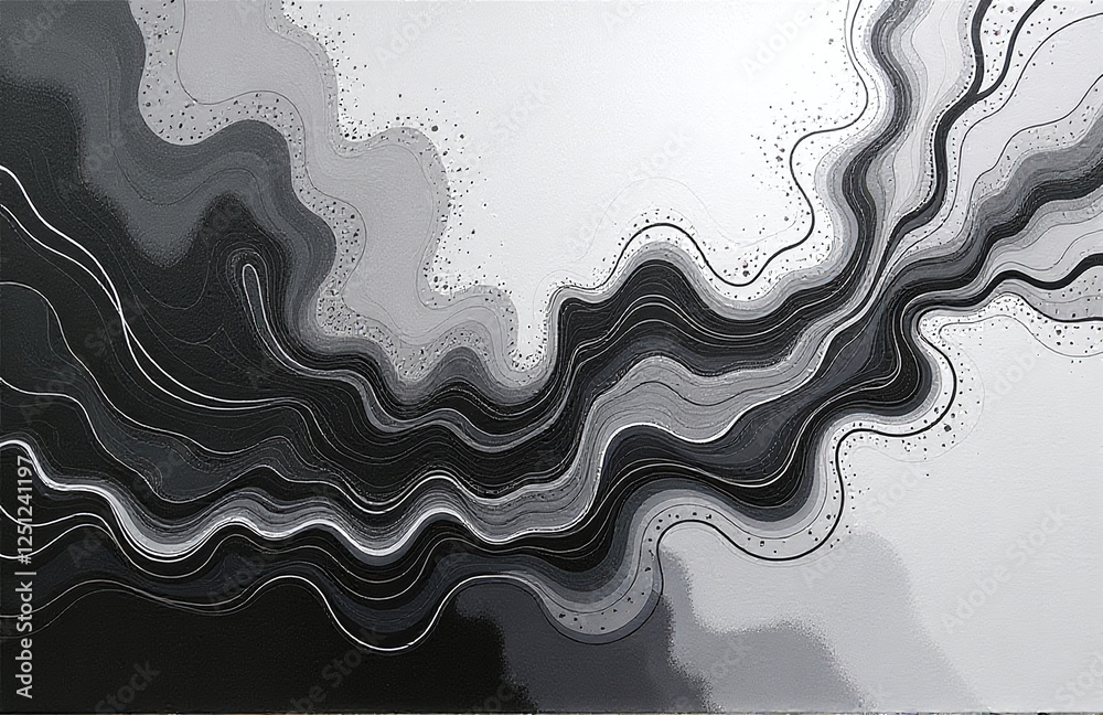 Aufkleber abstract modern art piece created using generative ai techniques on a black, white, and gray acrylic
