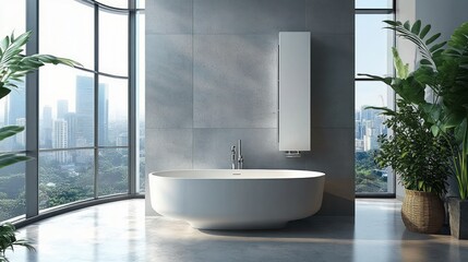 Fototapeta premium Energy Efficient Water Heating Solutions for Modern Eco Friendly Bathrooms