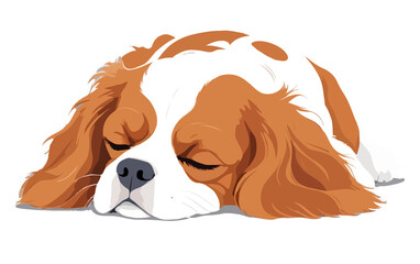 Cavalier King Charles Adorable Cute Animal Sleeping Relaxing Illustration Vector Art Graphic