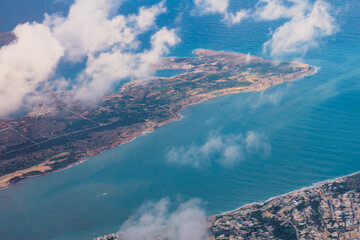 Malta vista dal aereo dal su 