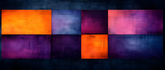 Abstract Colorful Grid, Dark Background, Digital Art, Web Banner