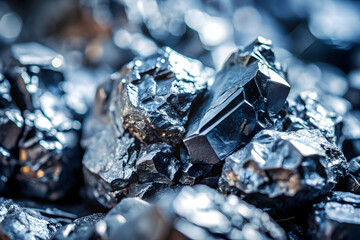 Black  Mineral Crystals: A macro closeup of black mineral crystals, with their sharp edges and rough textures, creates a captivating and abstract study of nature's raw beauty.  