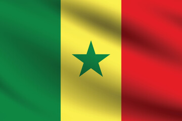 Senegal flag official colors and proportion digital vector illustration. Pleated flag.