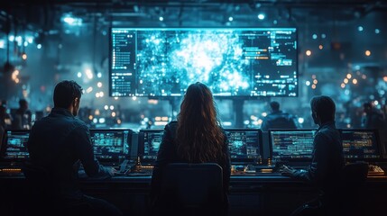 Emergency Operations Center Rescue Workers Briefing on Crisis Management and Rapid Response Strategies