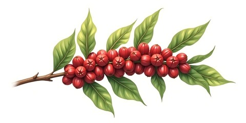 Obraz premium Vibrant Coffee Branch with Ripe Cherries