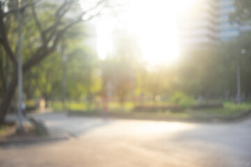 Blur park with sun light abstract background
