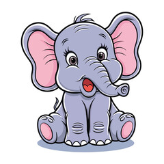Cute carton funny baby elephant