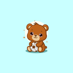 Cute Bear Holding a Ball - Fun and Playful Wildlife Illustration