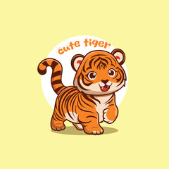 Cute Tiger Character with Playful Expression